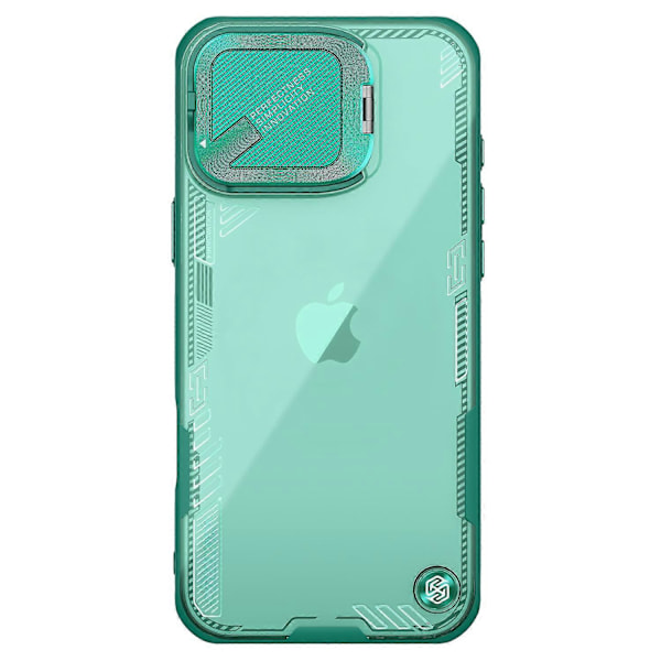 NILLKIN Iceblade Prop iPhone 16 Pro -kotelolle PC+TPU puhelinkuori linssisuojalla ja jalustalla- Multicolor Green