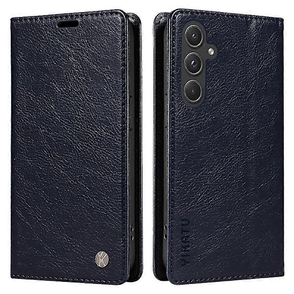 YIKATU YK-006 Fodral för Samsung Galaxy A55 5G Magnetisk Stängning PU Läder+TPU Plånboksställ Multicolor Navy Blue