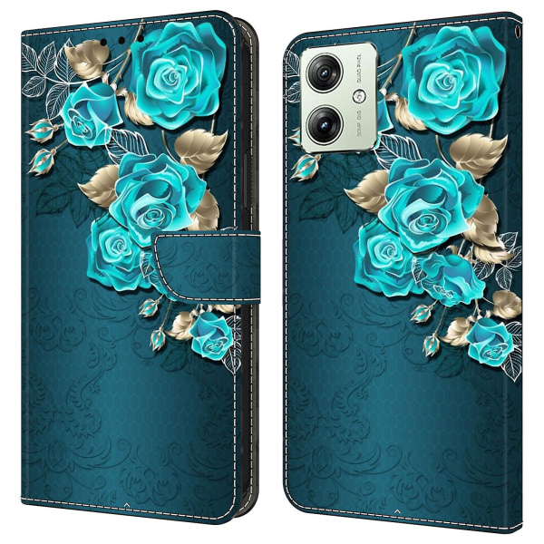 Plånbok Phone case För Motorola Moto G54 5g Case 3d Mönsterutskrift Läder Flip Cover Blue Rose