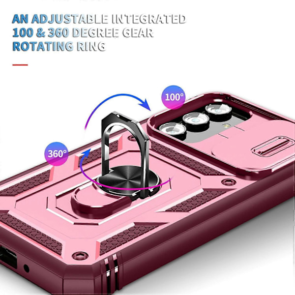 Samsung Galaxy A54 5G PC TPU -kotelo, jossa jalusta, iskunkestävä suojus korttipaikalla ja linssinsuojalla Multicolor Style B