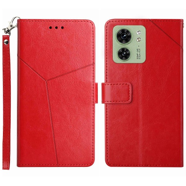 For Motorola Edge 40 5G Lær Telefon Lommebok Etui Y-formet Linje Trykt Stativ Deksel Multicolor Style E