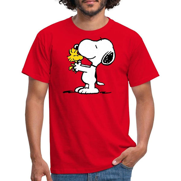 Fzggvpeanuts Snoopy og Woodstock T-skjorte for menn Red M