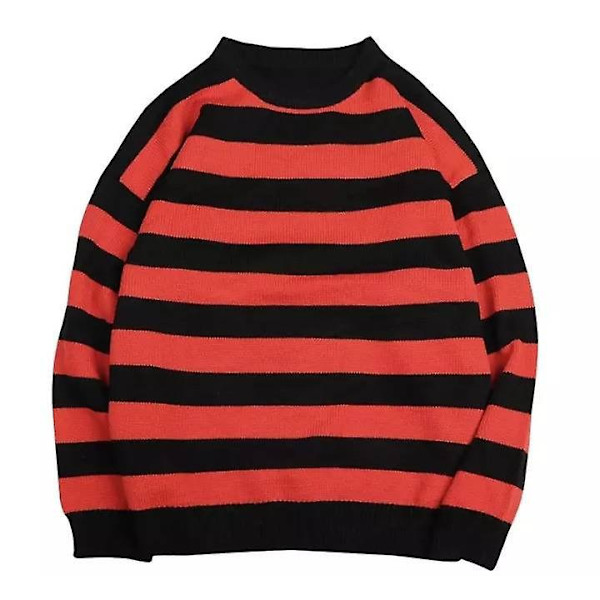 Tate Neule Talvipuserot Nainen Raidallinen Neulepusero Rento Hyppypusero Oversize Pari Harajuku Paita Lämmin Pusero Sueter De Mujer Jersey black red L