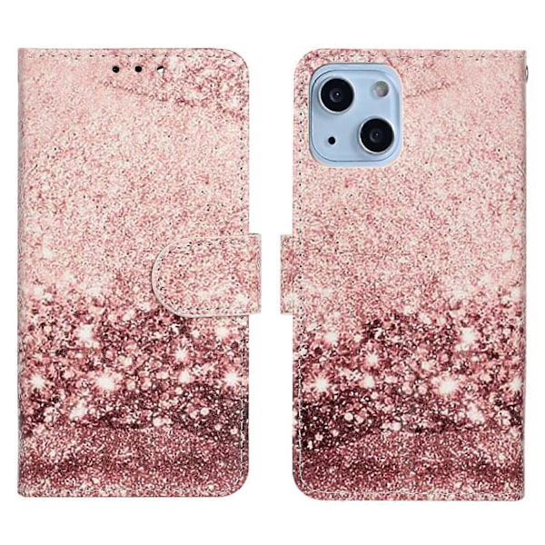 Mönstertryckt PU Läder Mobiltelefon Skyddsfodral för iPhone 13 6.1 tum Multicolor Style G