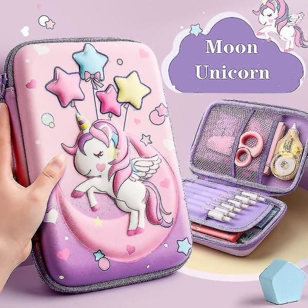 3d Eva Unicorn söt case Tecknad brevpapperslåda Flickor Färg Pennlåda Student Case Skolmaterial Ipad- case