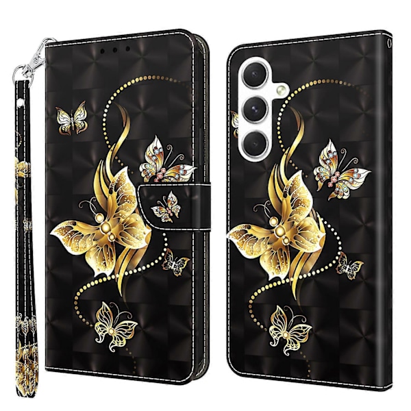 För Samsung Galaxy S24+ Skal 3D Mönstertryck Telefonfodral med Plånboksstativ Multicolor Style B