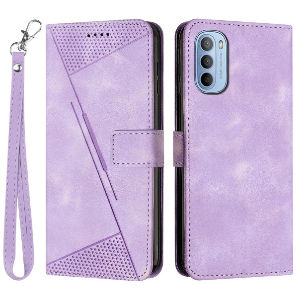 Cover för Motorola Moto G Stylus 4g (2022), Triangle Imprint Plånboksställ Anti-fall phone case med rem Purple