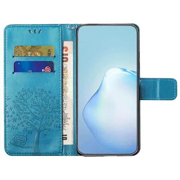 Til Samsung Galaxy A15 5G Etui Ugle Træ Præget Læder Flip Telefon Cover med Pung Multicolor Style A