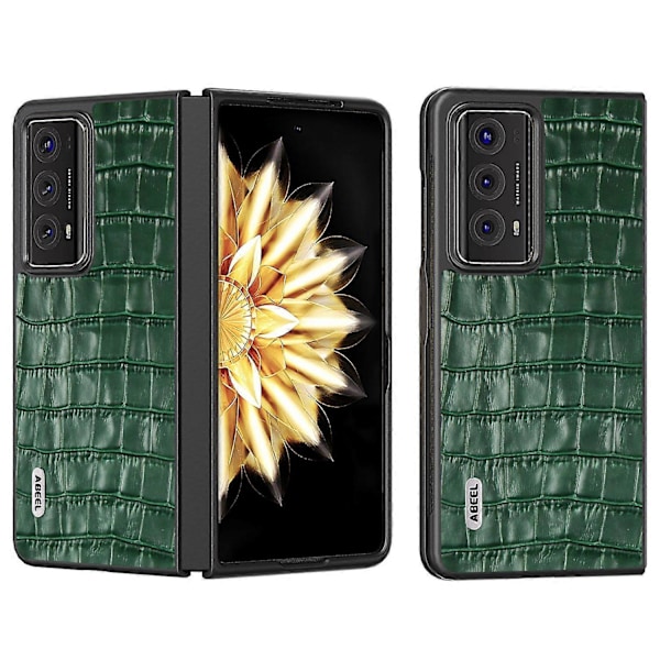 För Honor Magic V2 5G Äkta Koläder + PC-skal Krokodiltextur Stöttåligt Mobilskal Multicolor Style C