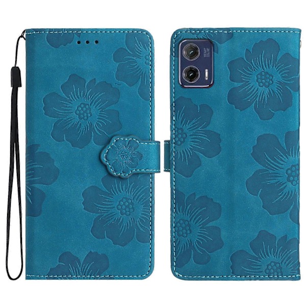 Til Motorola Moto G73 5G Stand PU Læder Etui Blomster Præget Beskyttende Tegnebog Telefon Cover Multicolor Style D