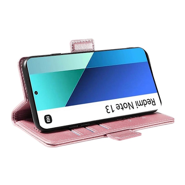 YIKATU YK-003 Læder Wallet Case med Magnetisk Side Lukning til Xiaomi Redmi Note 13 4G Multicolor Rose Gold