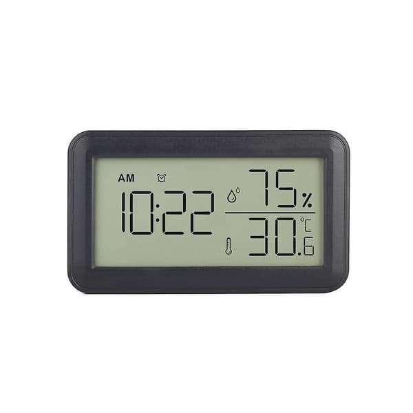 Termometer Hygrometer inomhus med väckarklocka, digital lcd termometer, för rum, vardagsrum, win Black