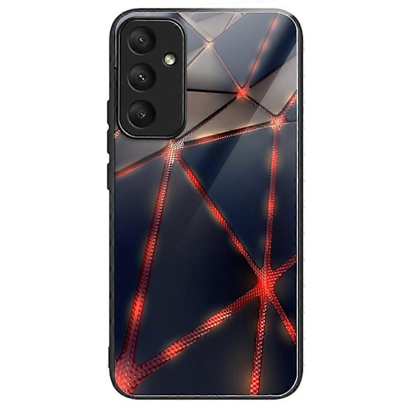 Til Samsung Galaxy A55 5G hærdet glas telefoncover med TPU-ramme Multicolor Red Line