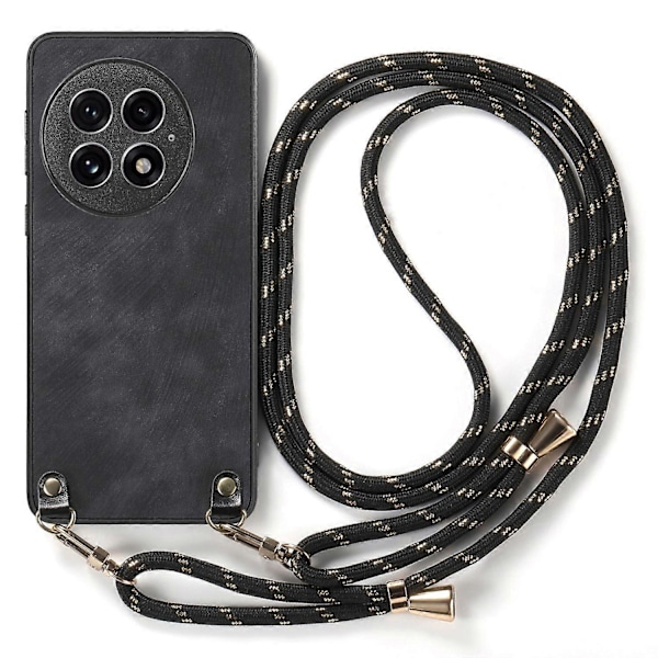 Retro læder telefoncover til OnePlus 13 med justerbar rem Multicolor Style F