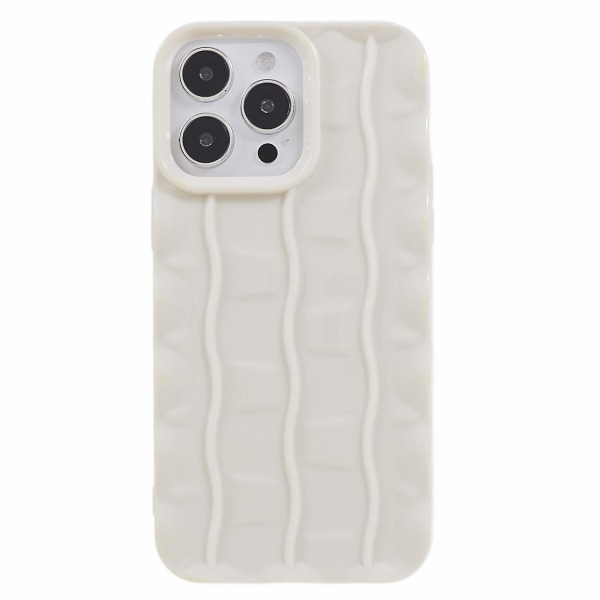 För Iphone 14 Pro 3d Stripes Pattern Phone case Flexibelt Tpu Stötsäkert cover White