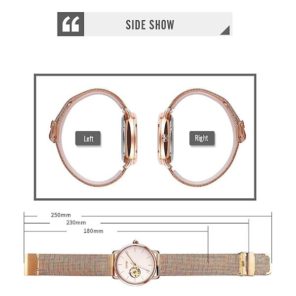 Skmei 9201 Automatisk Mekanisk Ur Rose Guld Sort Silver
