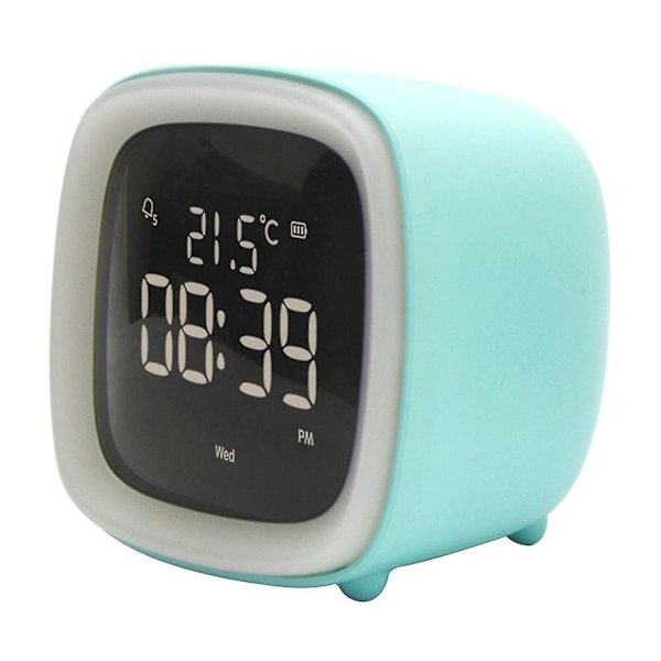 Tegneserie Kaninøre Form Genopladelig Digital Display LED Natlampe Vækkeur Kaesi Blue Normal