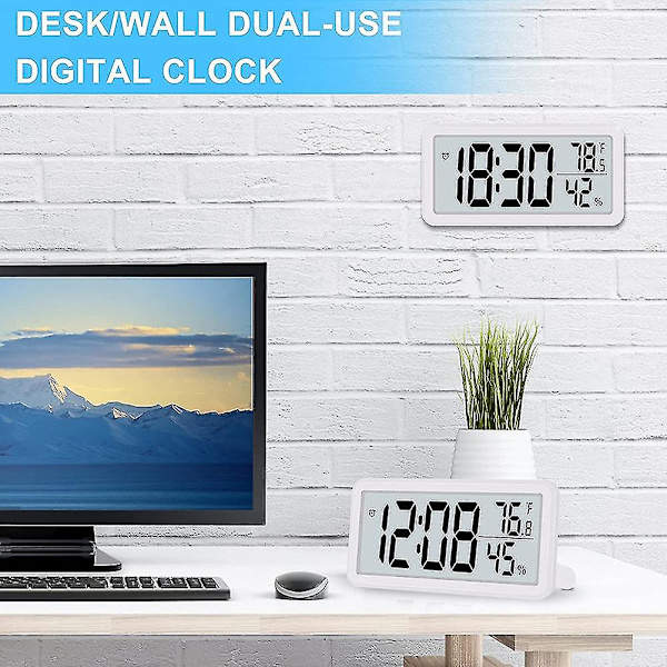 Digitaalinen herätyskello C, pöytäkello C, paristokäyttöinen LCD-elektroninen kello rotat sänkyyn keittiöön
