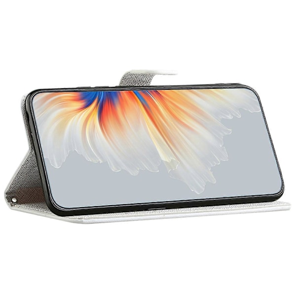 Motorola Moto E15 4G/G05 4G -kotelo, kuvioitu PU-nahkainen lompakkokotelo, ristikkäinen tekstuuri - Panda Multicolor Feather