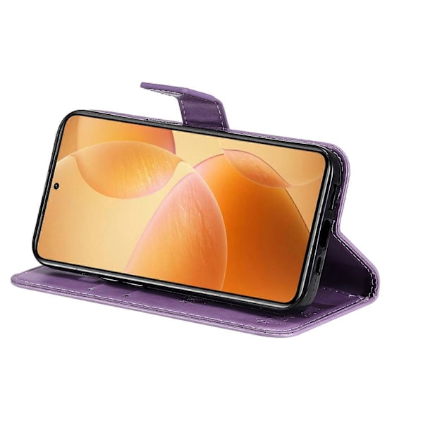 KT Imprinting Flower Series-3 Fodral för Xiaomi 14T Pro Katt Träd Mönster Flip Läder Telefonskydd Multicolor Style C