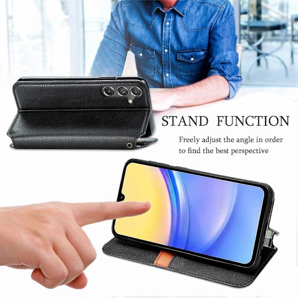 Stødsikkert etui med rombe-præg, pung og stativ til Samsung Galaxy A15 4G/A15 5G Multicolor Style B