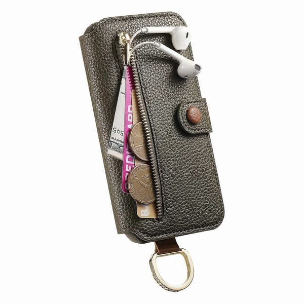 Til iPhone 16 Plus Etui RFID Blokerende Lynlås Pung PU Læder Mobilcover Multicolor Style E