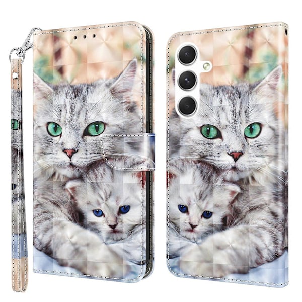 Samsung Galaxy S24+ -kotelo, 3D-kuviopainatus, puhelinkuori lompakkotelineellä Multicolor Style D