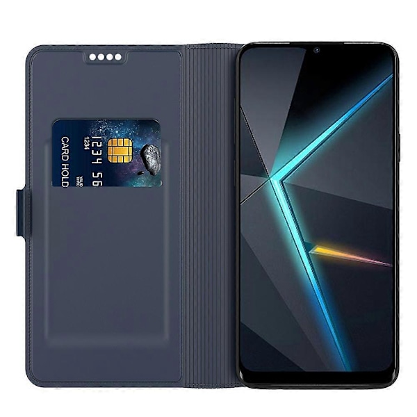 ZTE Blade V70 -kotelo, iskunkestävä TPU-sisäkuori, nahkainen puhelinkotelo korttipaikalla Multicolor Blue