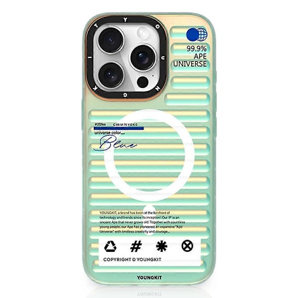 YOUNGKIT Gradient -sarja iPhone 16 Pro -kotelolle, yhteensopiva MagSafe IMD TPU -takakuoren kanssa- Multicolor Blue