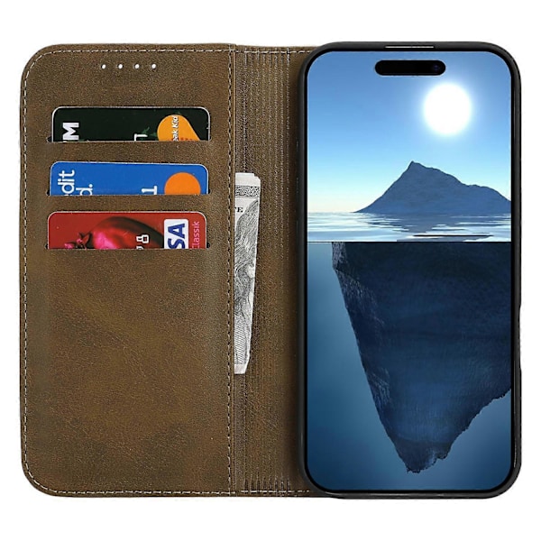 För iPhone 16 Pro Max Fodral PU Läder Kalvtextur Magnetisk Stängning Smart Telefonskydd Multicolor Style D