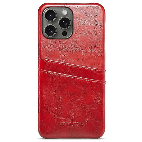 FIERRE SHANN iPhone 16 Pro -kotelo vahattua PU-nahkaa + PC-korttipidike puhelinkuori Multicolor Style C