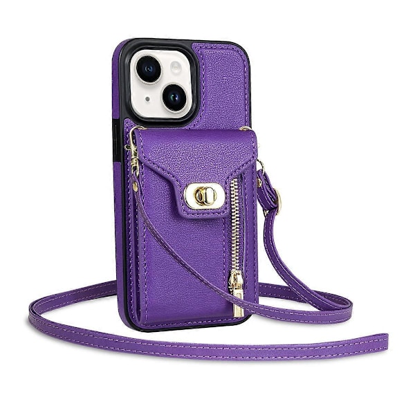 Korttipaikallinen puhelinjalustakotelo iPhone 15:lle, vetoketjutasku PU-nahkapäällysteinen TPU-suojus Multicolor Style A
