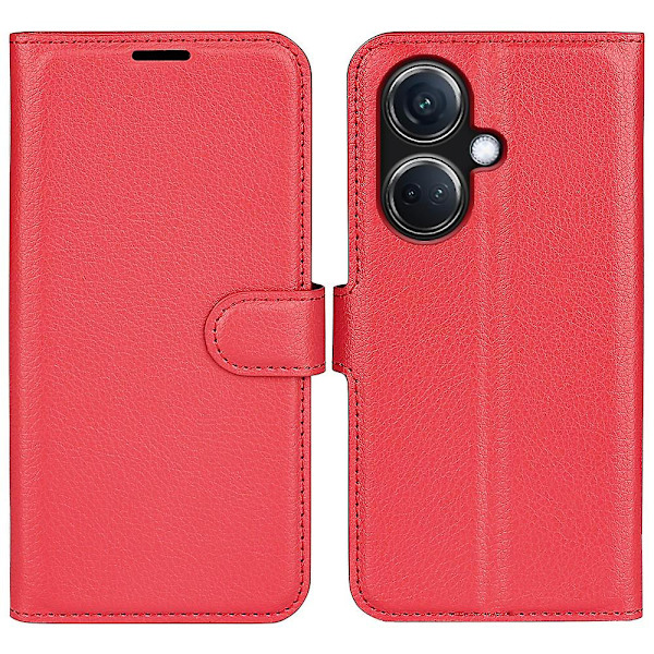 Phone case för Oppo K11 5g plånbok Litchi Texture Shell anti-scratch Stativ Pu Läder Cover Red