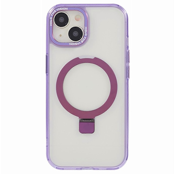 Läpinäkyvä TPU+PC suojakuori iPhone 15 Plus -puhelimelle, näkymätön jalusta ja magneettinen puhelinkuori Multicolor Style B