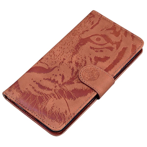 För Nokia C12 4G/C12 Pro/C12 Plus Tiger Präglat PU Läderfodral Anti-fall Plånboksfodral Ställ Multicolor Style D