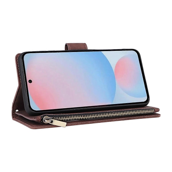 Til Samsung Galaxy A56 5G Etui Lynlås Pung Flere Kortpladser Læder Telefon Cover Multicolor Coffee