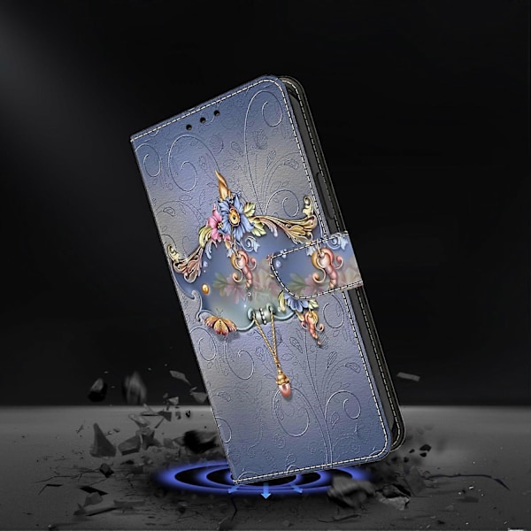 För iPhone 16 Plus Fodral PU Läder Plånbok Flipskydd med Ställfunktion Multicolor Style G