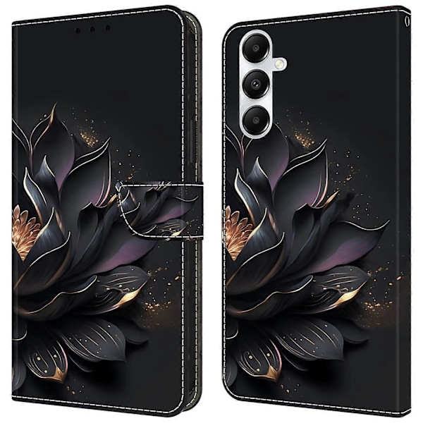 Til Samsung Galaxy A55 5G Mobiltelefon Etui Trykt 3D Mønster Stativ Læder Cover Multicolor Purple Lotus