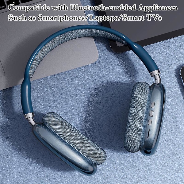 P9 Trådløse Bluetooth Hodetelefoner Med Mikrofon Støyreduserende Headset Stereo Lyd Øretelefoner Sport Gaming Hodetelefoner Støtter Tf 1 blue