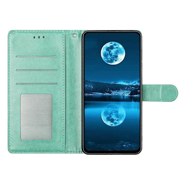 Samsung Galaxy S24+ Nahkainen Puhelinkotelo Lompakko Jalustalla ja Kätevällä Hihnalla- Multicolor Green