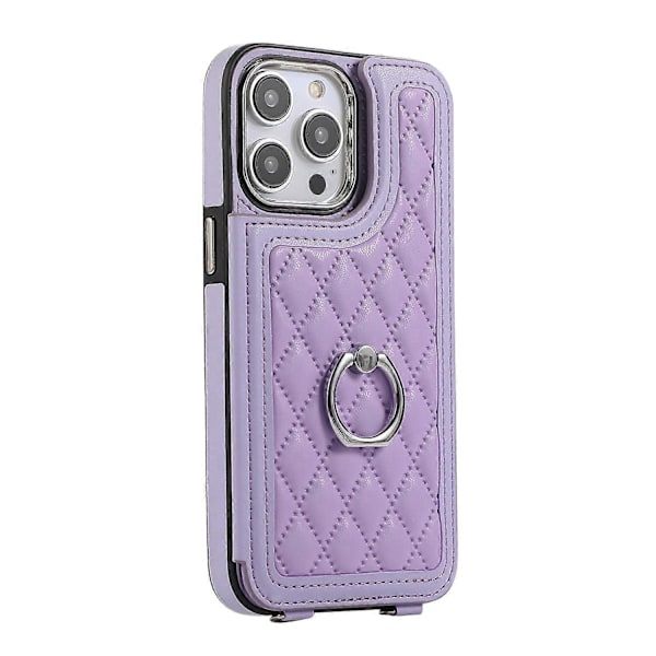 För iPhone 16 Pro Max Skal TPU+PU Läder Telefonskydd med Ringstativ och Axelrem Multicolor Style A