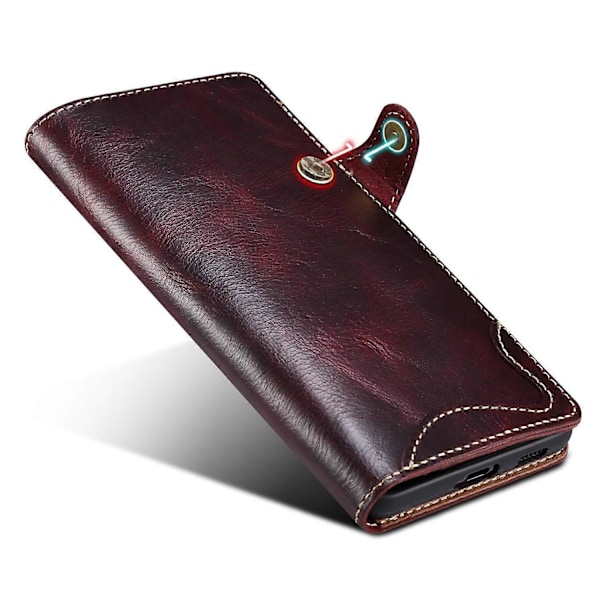 Samsung Galaxy S24 -kotelo, soljellinen aitoa lehmännahkaa + TPU-puhelinlompakkokotelo Multicolor Wine Red