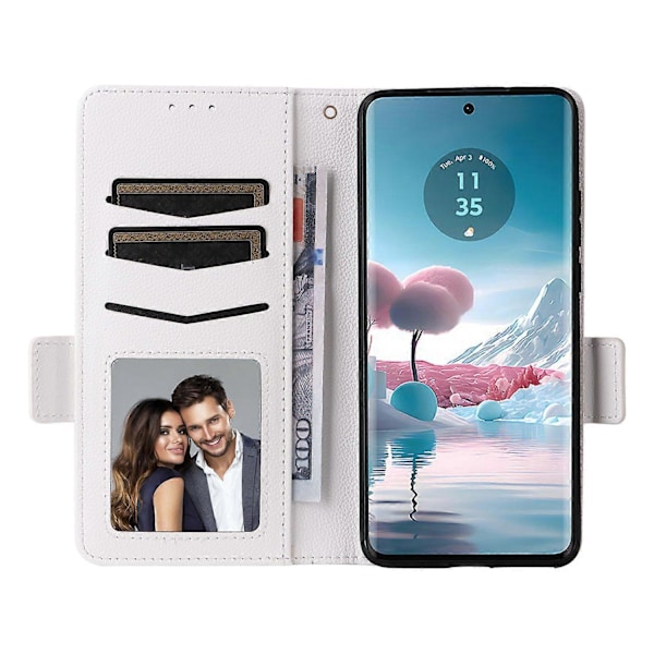 Til Motorola Edge 40 Neo 5G Etui Litchi Tekstur Tegnebog Læder Telefon Cover med Rem Multicolor Style B