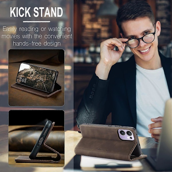 Til Oppo Reno13 F 4G/Oppo Reno13 F 5G Wallet Case CASEME 013 Series PU Læder Telefon Cover Stativ Multicolor Coffee