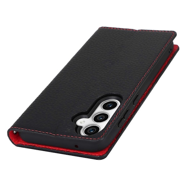 För Samsung Galaxy S23 FE Fodral Läderstruktur Äkta Läder Mobilskal med Rem Multicolor Style B