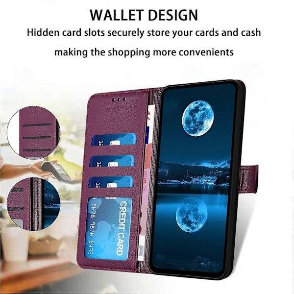 Samsung Galaxy A06 Lompakkokotelo Nahkainen Jalustakansi Hihnalla - Musta Multicolor Purple