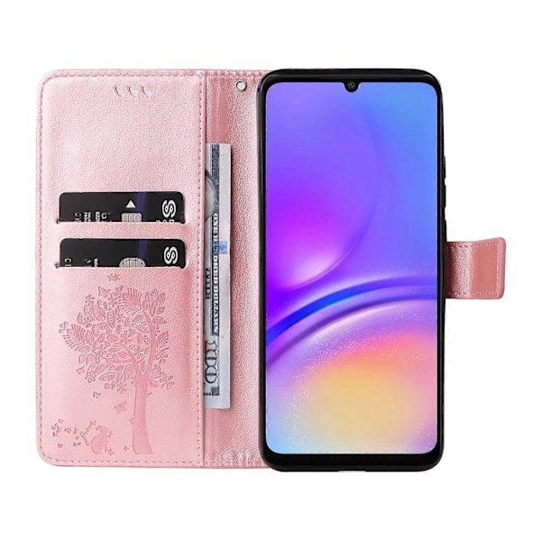 KT Imprinting Flower Series-3 Fodral för Samsung Galaxy A06 Katt Träd Mönster Flip Läder Telefonskydd Multicolor Style L