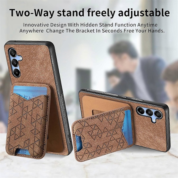 Til Samsung Galaxy A15 4G/5G Etui med Præget Mønster, Kortholder, Støttefod, Læder Bagside Cover Multicolor Style F