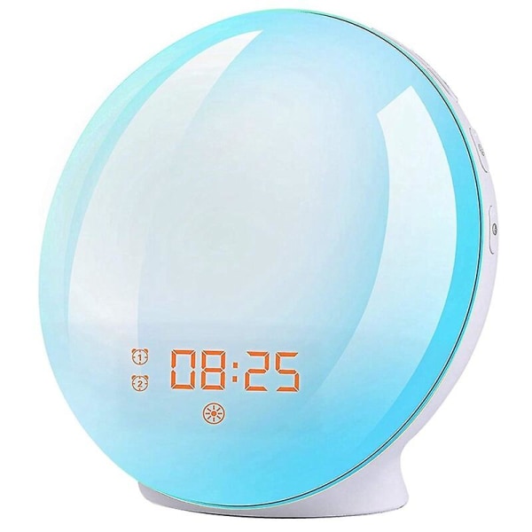 Sunrise Alarm Clock Wake Up Light - Ljuslarm med Sunrisesunset Simulering Dubbla larm och snoozefunktion FM-radio