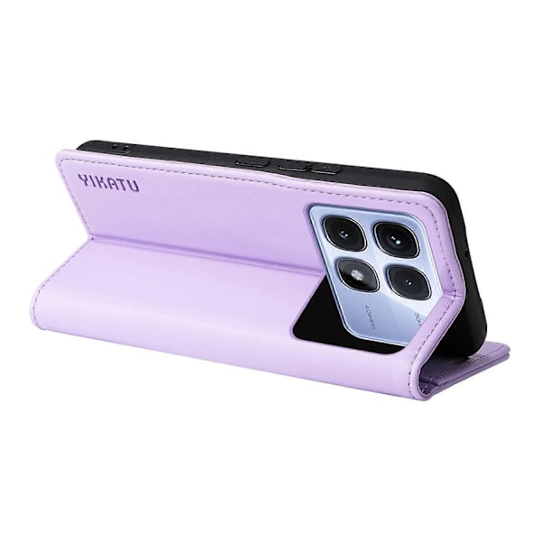 YIKATU YK-001 Fodral för Xiaomi Redmi K70 Ultra Ställ Läder Telefonskal Stark Magnetisk Stängning Multicolor Light Purple